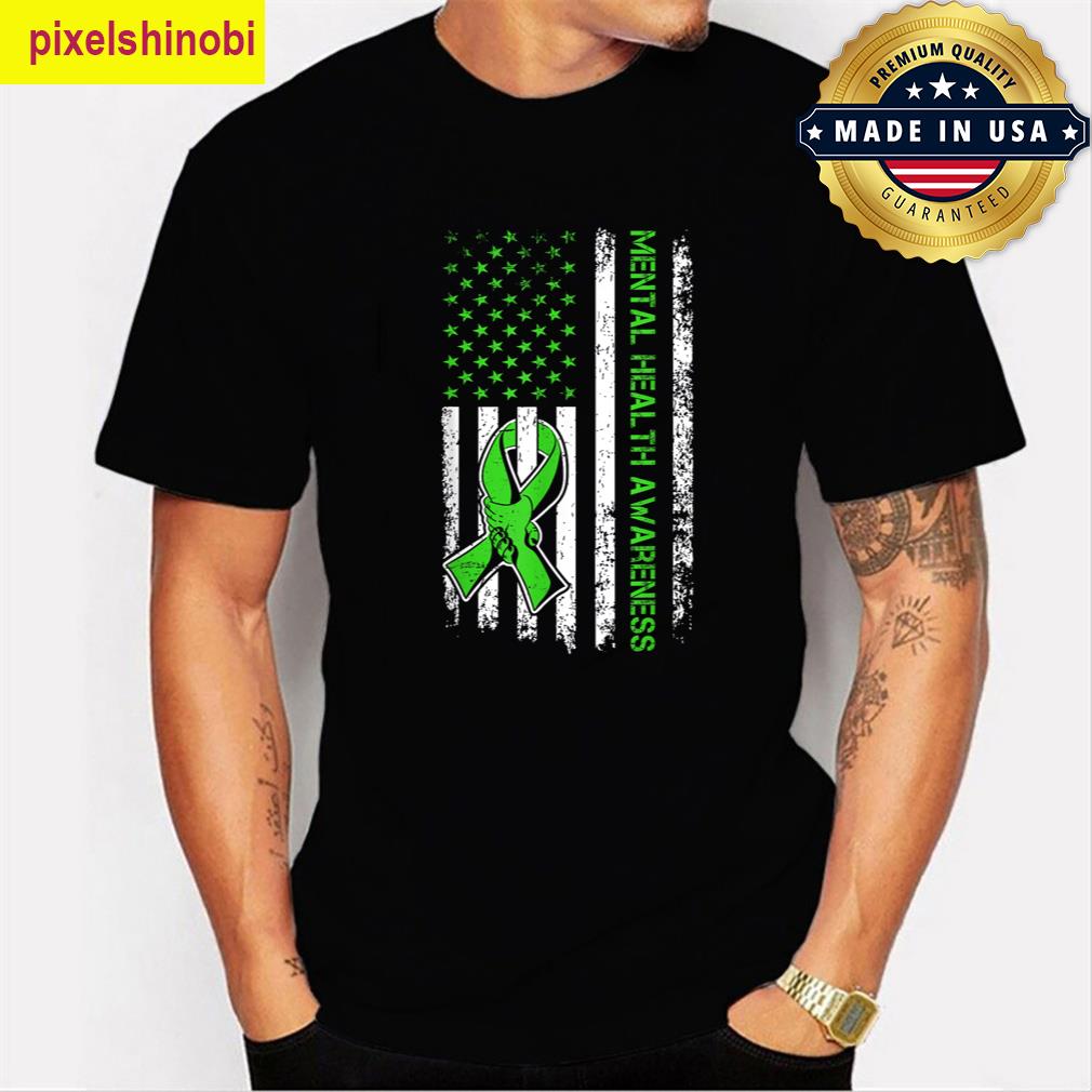 Mental Health Awareness Flag Usa For Men T-shirt
