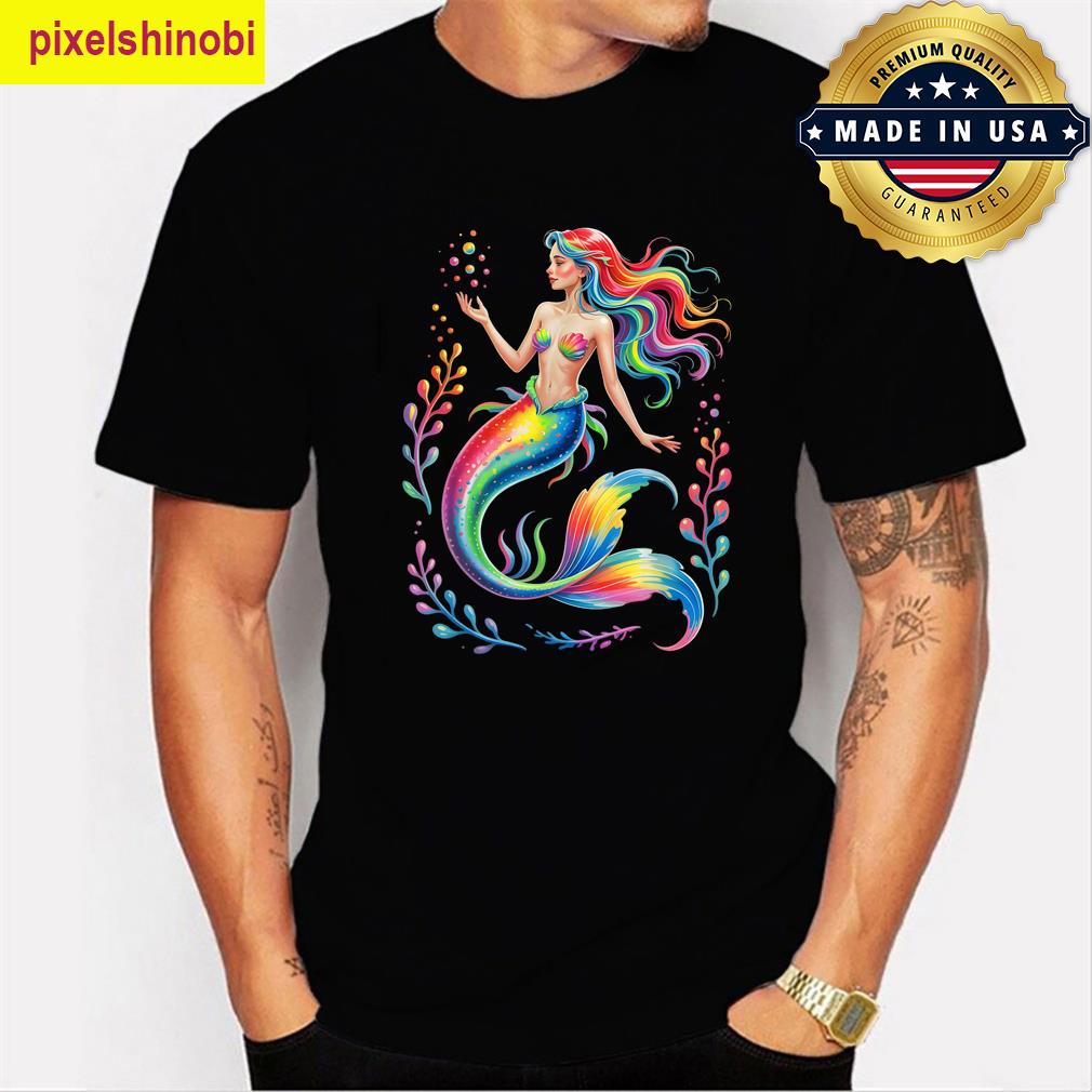 Mermaid Colorful Abstract Art Graphic T-shirt