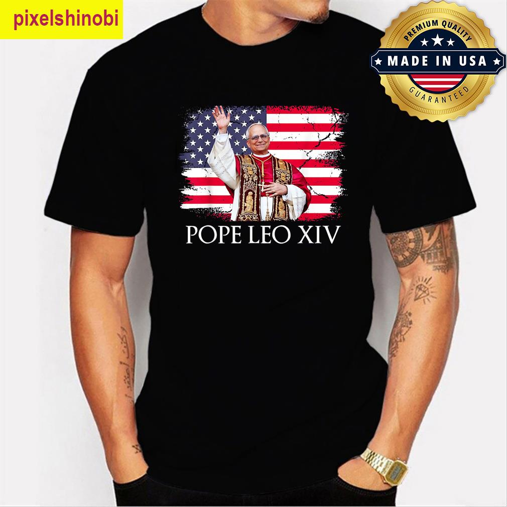 Pope Leo Xiv American Flag Design T-shirt