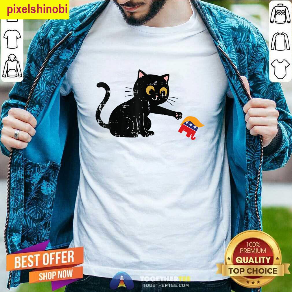 Resist Cat Tipping Elephant Funny T-shirt