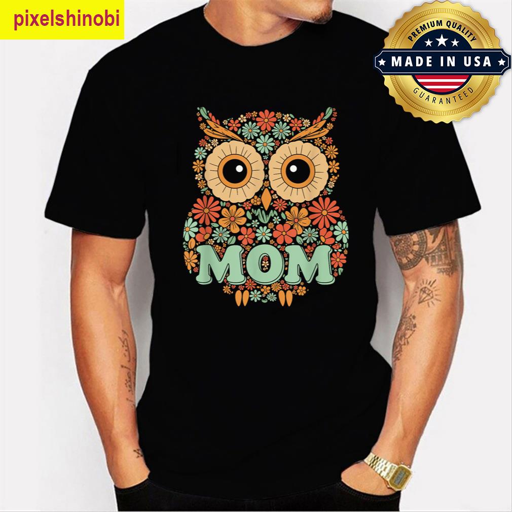Retro Flower Owl Mom Tee T-shirt