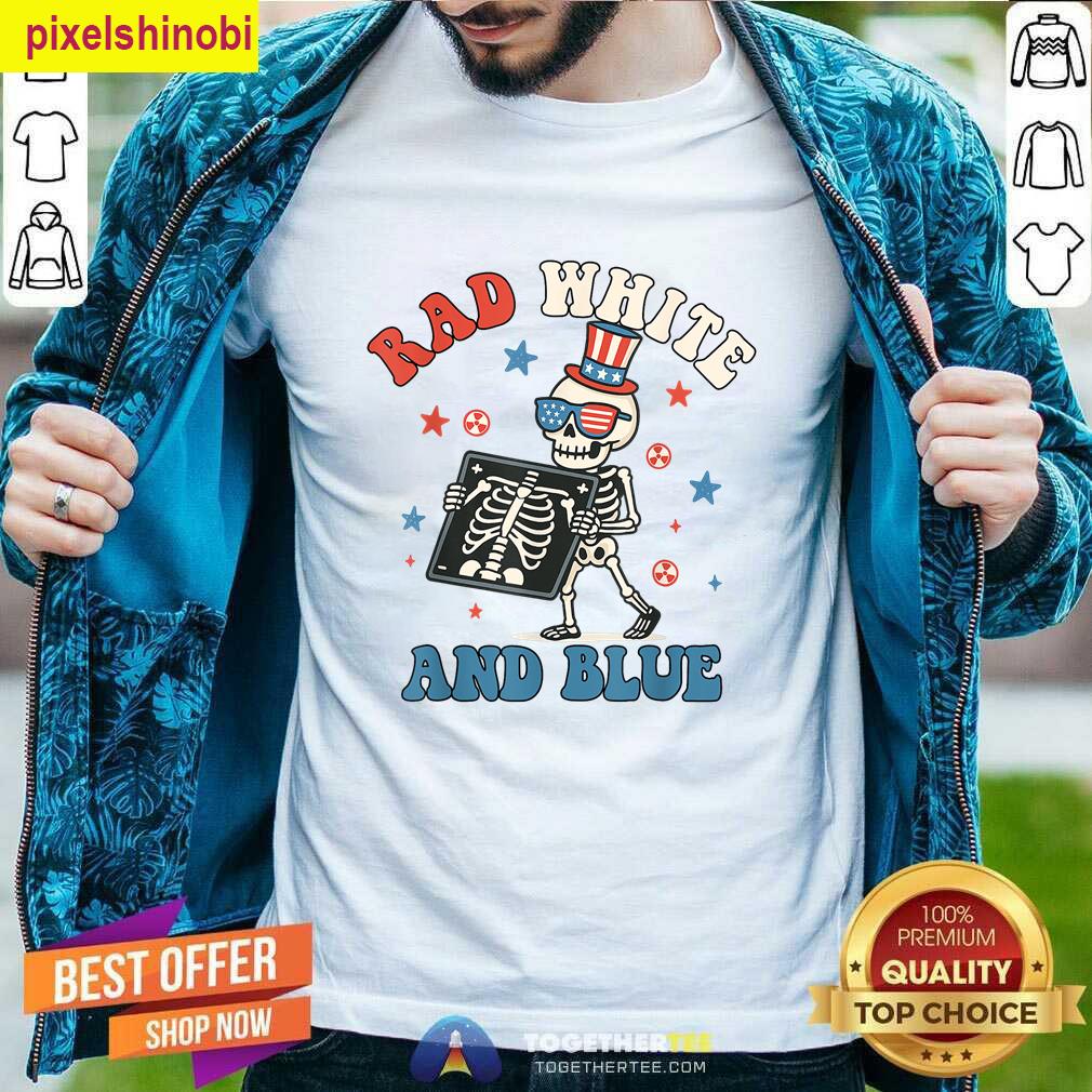 Skeleton White Blue Patriotic T-shirt