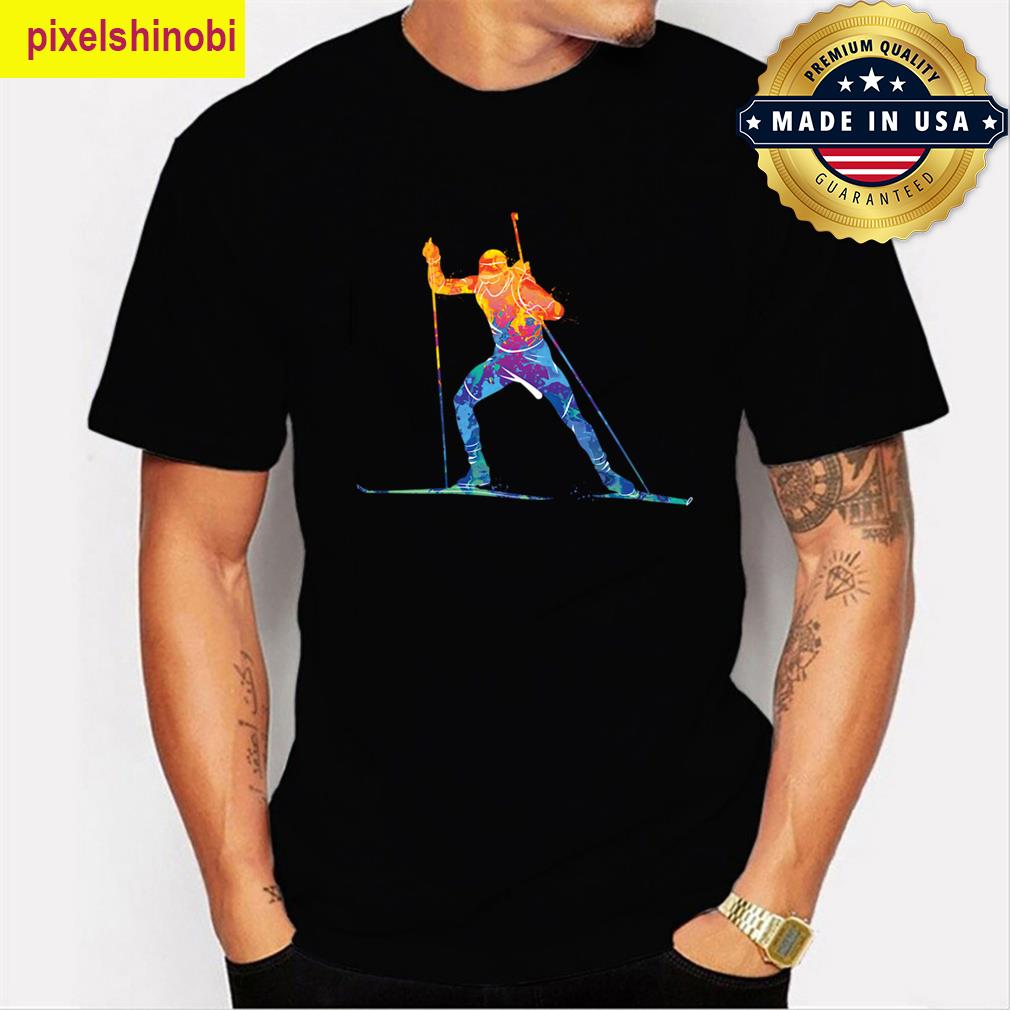 Watercolor Biathlon Art Design T-shirt