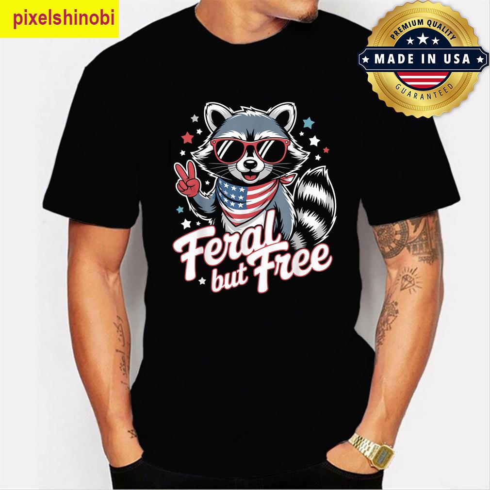 Funny Feral Raccoon Patriotic T-shirt