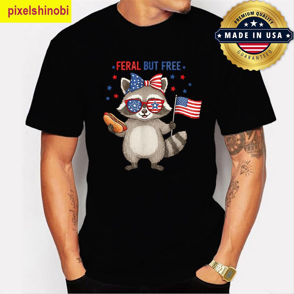 Funny Raccoon Festive Tee Independence Day T-shirt