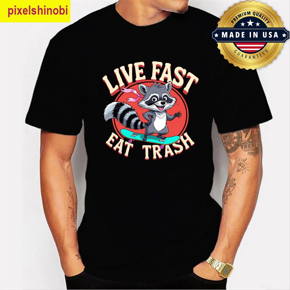 Funny Raccoon Skateboard Design Casual Wear T-shirt