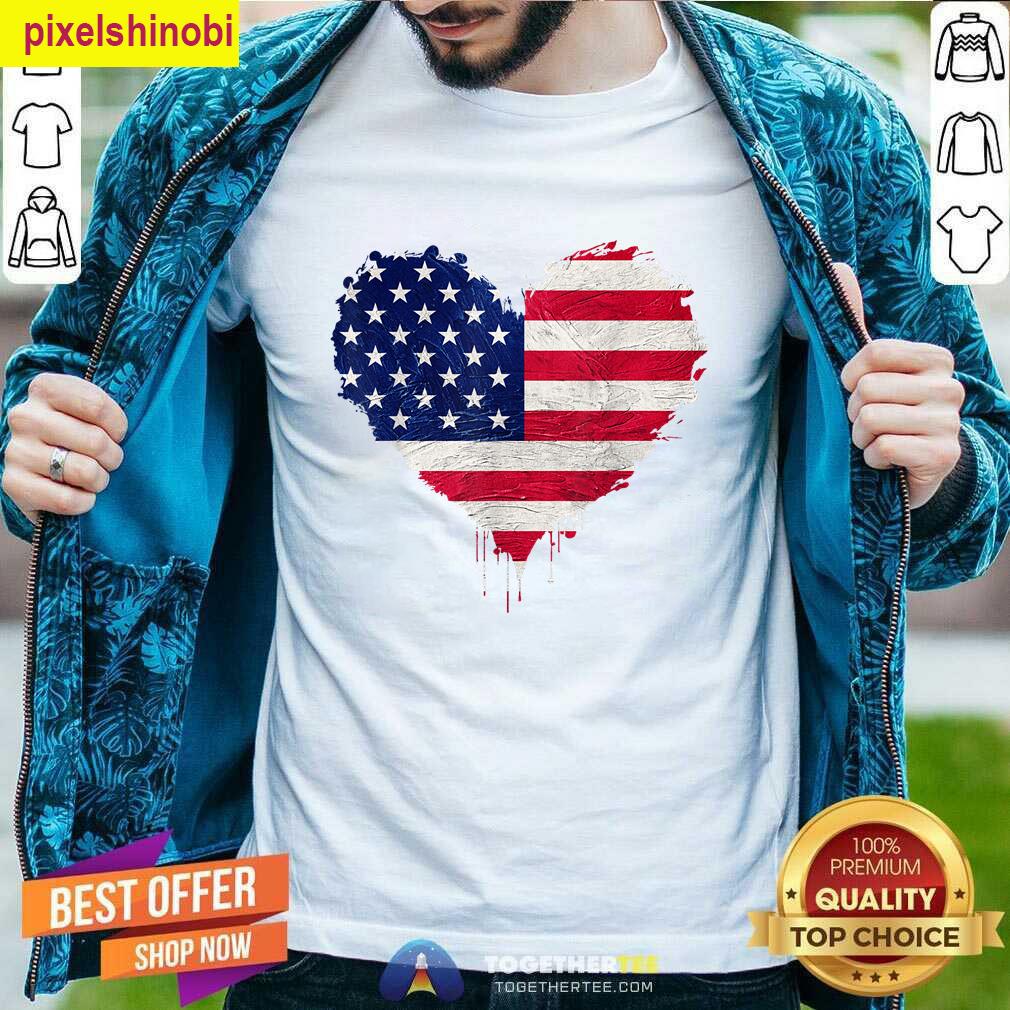 Patriotic Us America Flag Hearts T-shirt