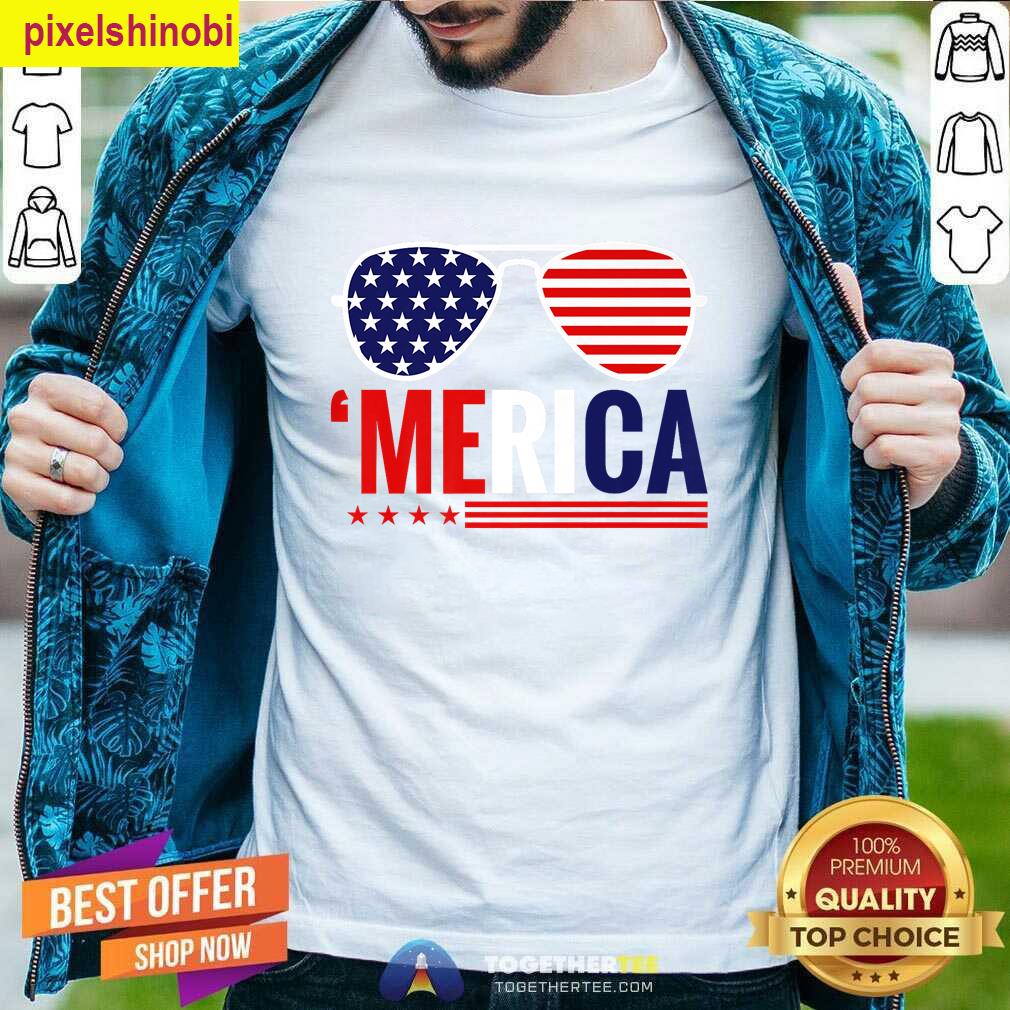 Patriotic Us America Flag July Sunglasses T-shirt