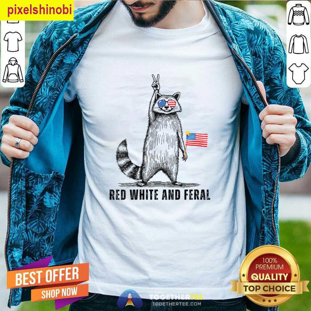 Womens Raccoon Red White Tee T-shirt