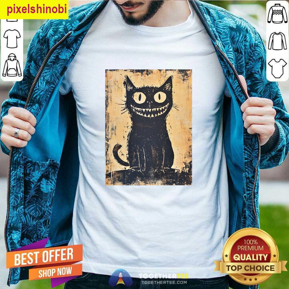 Block Print Mad Cat T-shirt