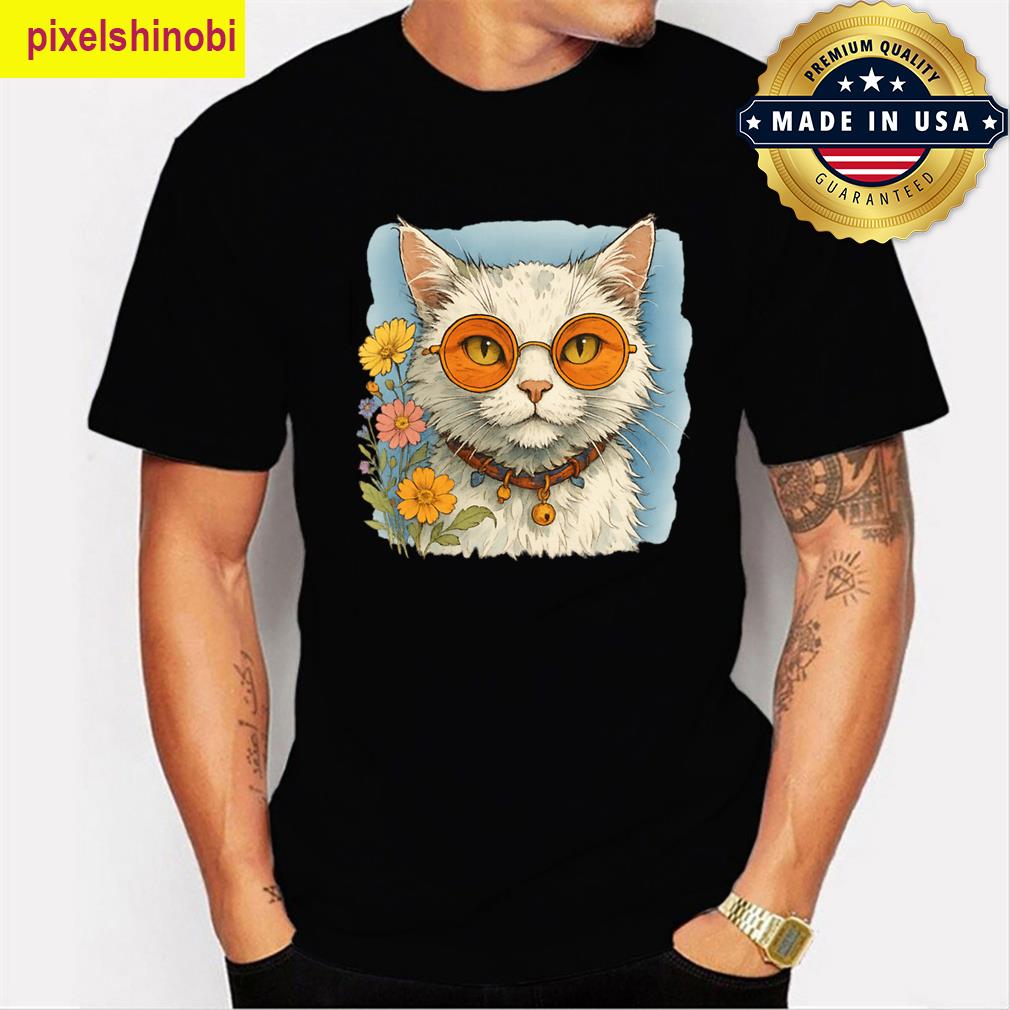 Hippie Cat Orange Glasses T-shirt