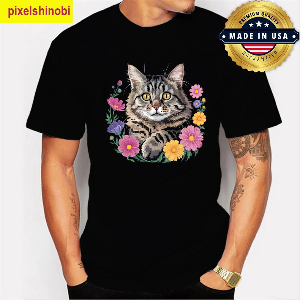Cat Floral Cute T-shirt