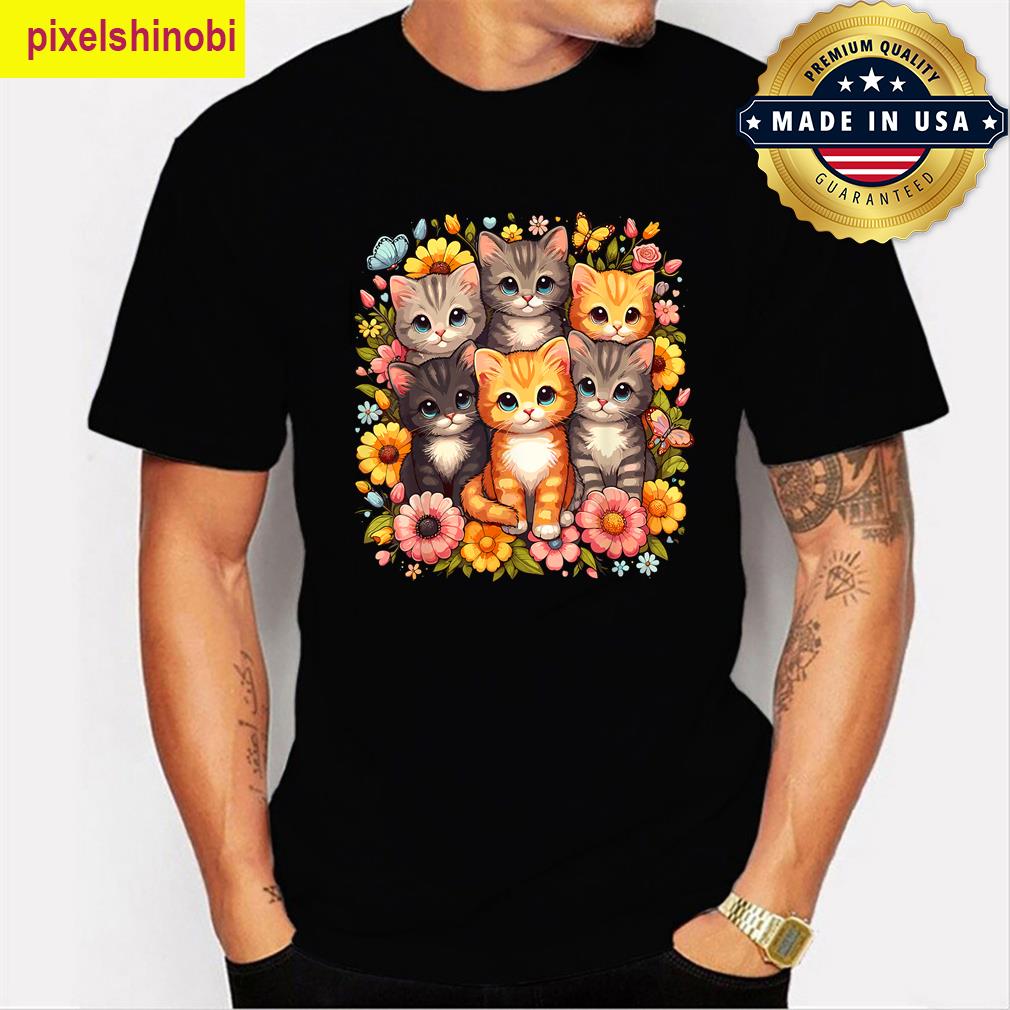 Cute Kittens Floral T-shirt