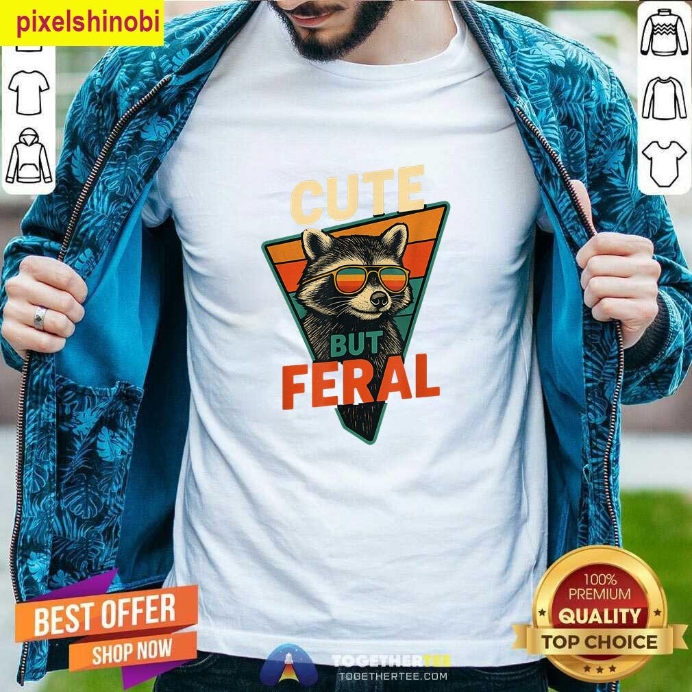 Cute Raccoon Retro Sunset Funny T-shirt