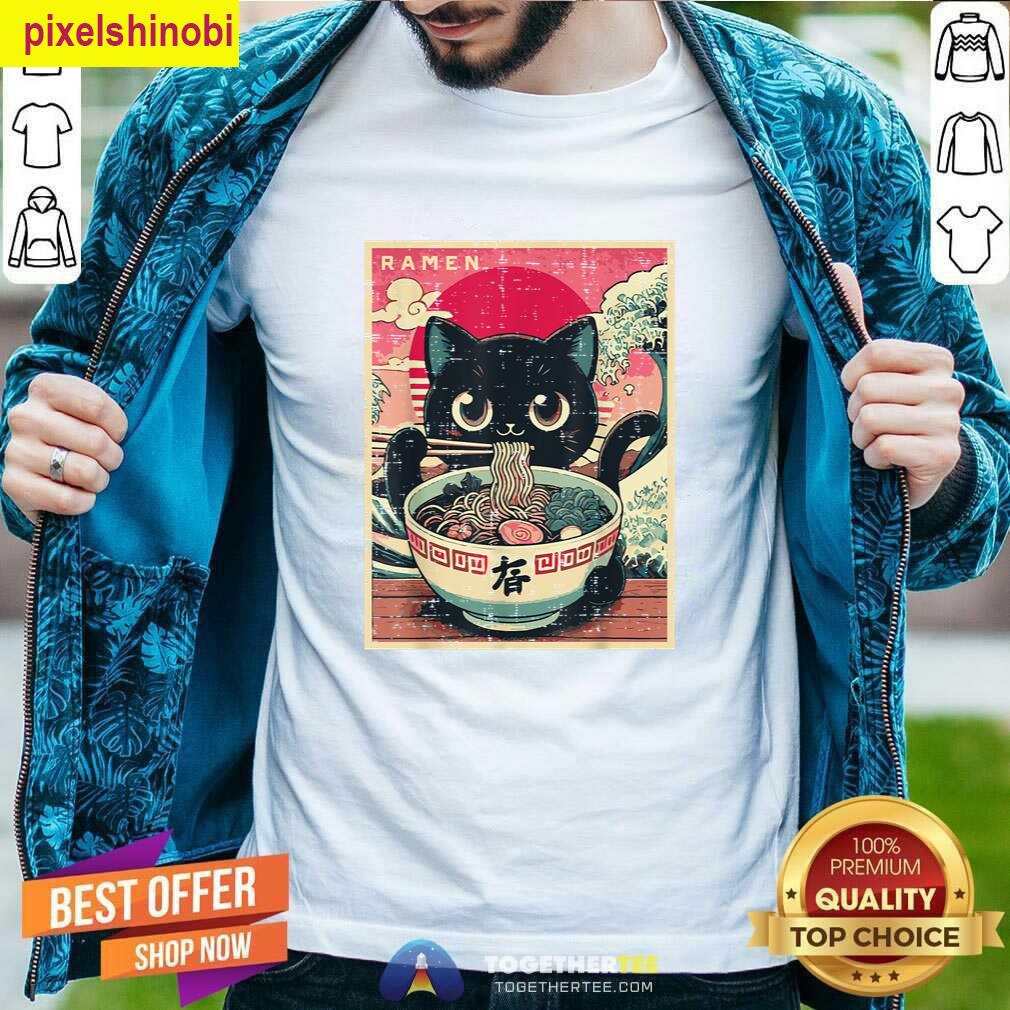 Japanese Anime Cat Ramen T-shirt