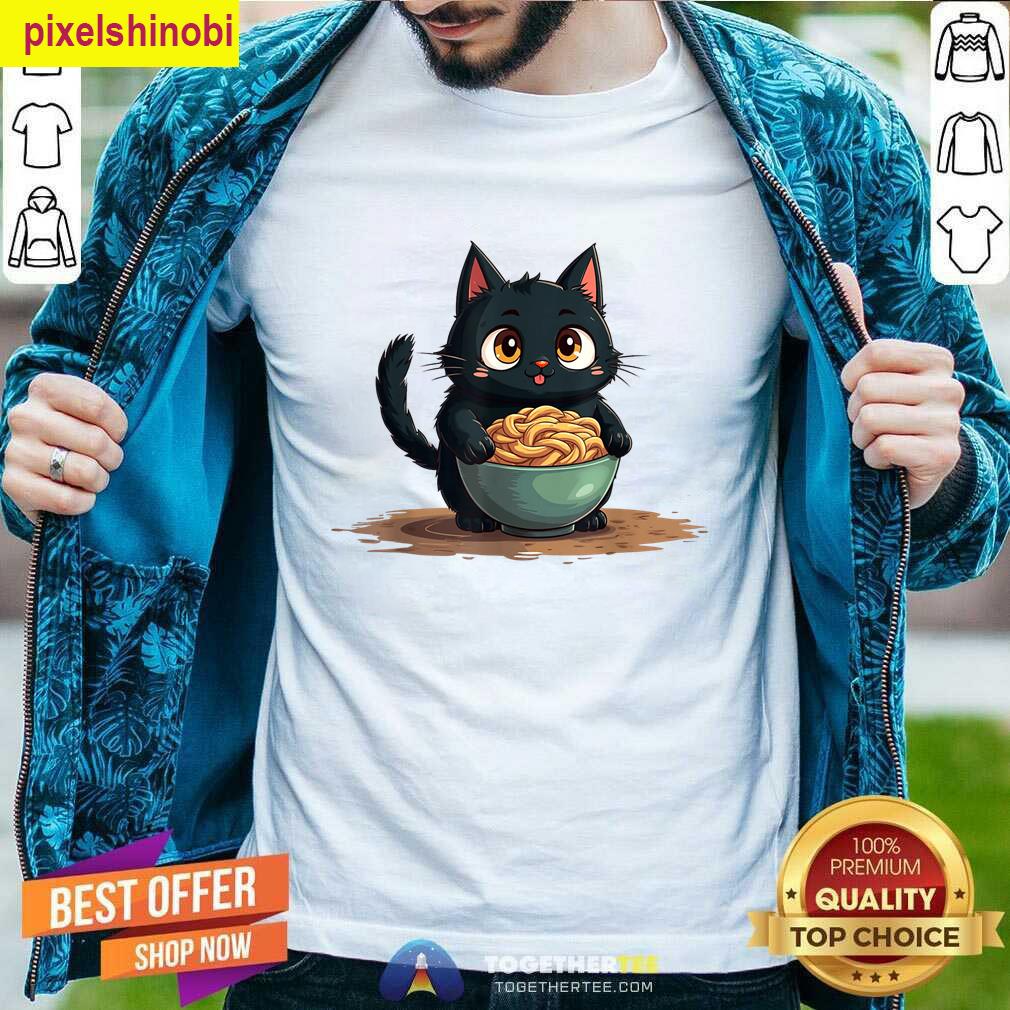 Kawaii Cat Ramen Noodles Funny T-shirt